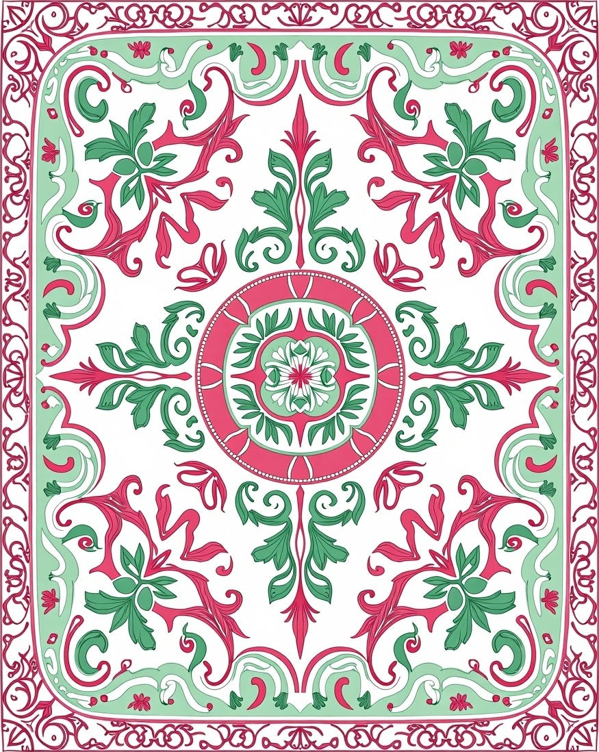 Vintage Floral Swirl Pattern Rug