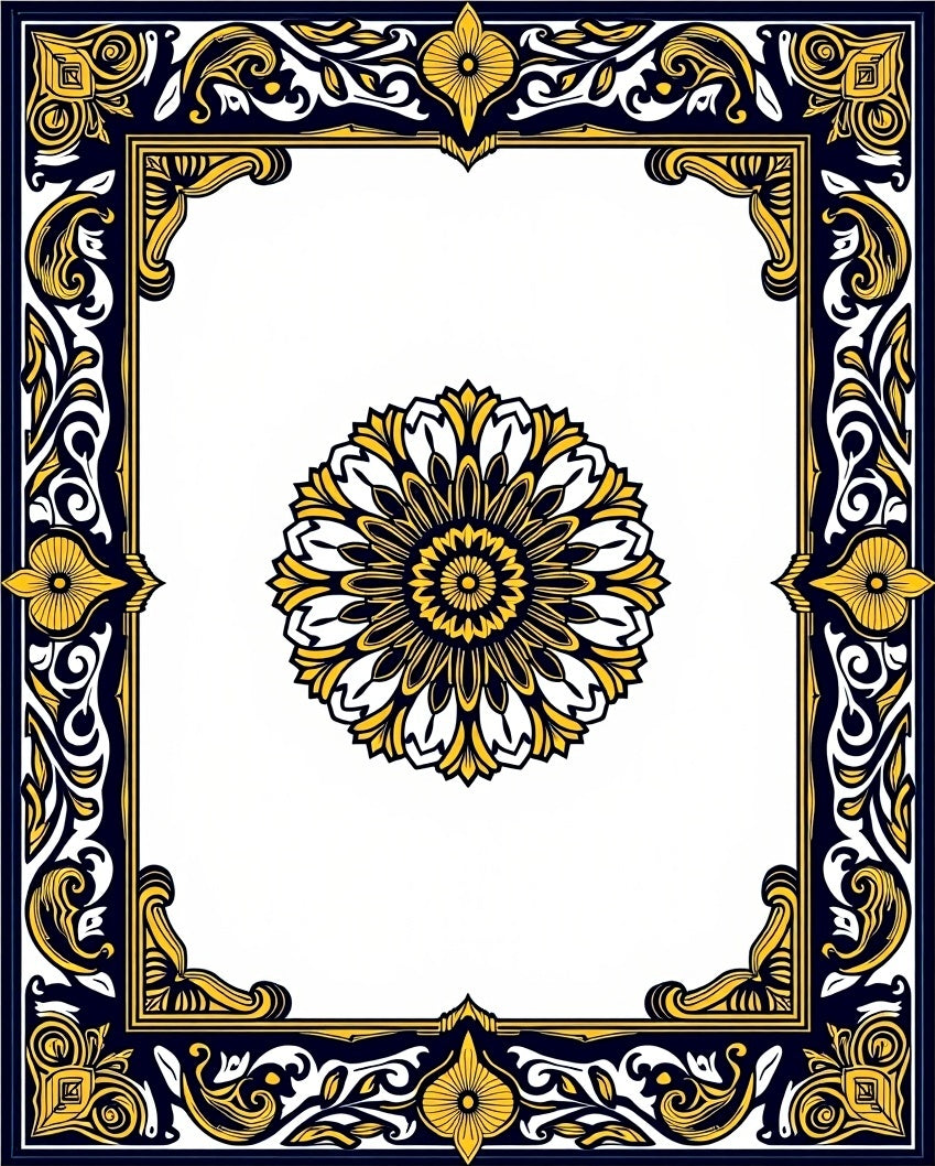 Grand Floral Leaf Border Design Rug