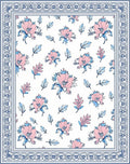 Pink Blue Floral Decorative Border Rug