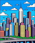Colorful Metropolis Skyscraper Skyline Rug
