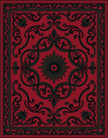 Dark Red Black Ornate Scrollwork Rug