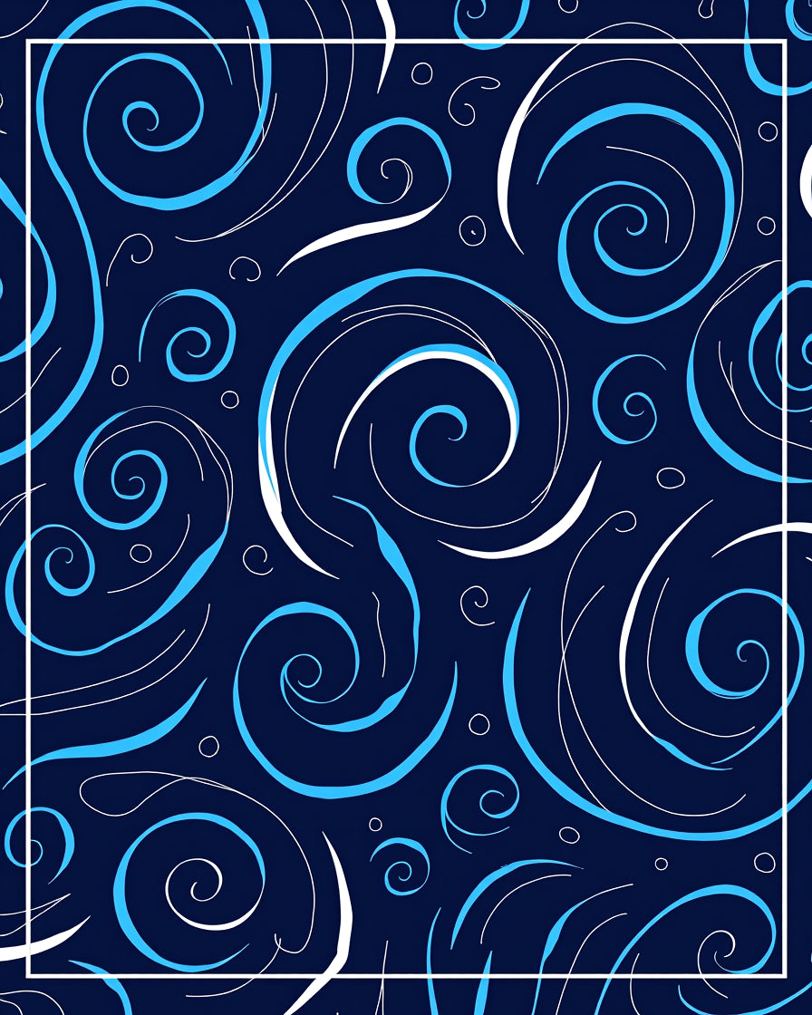 Abstract Swirling Blue White Lines Rug