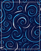 Abstract Swirling Blue White Lines Rug