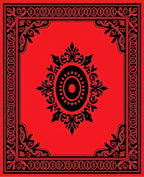 Bold Red Black Ornamental Arabesque Rug