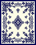 Navy Blue Ornate Diamond Border Rug