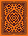 Orange Black Floral Medallion Pattern Rug
