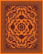 Orange Black Floral Medallion Pattern Rug