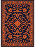 Ornate Floral Vine Dark Navy Design Rug