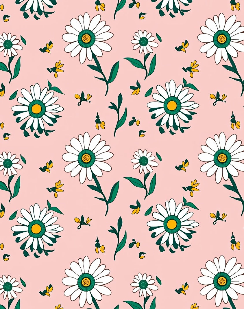 Daisies and Bees Pattern Design Rug