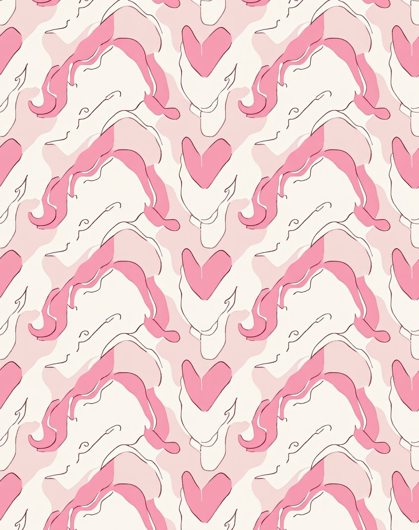 Abstract Pink Heart Flow Pattern Rug