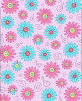 Pink Blue Daisy Pattern Rug
