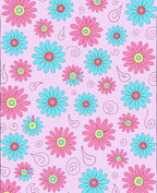 Pink Blue Daisy Pattern Rug