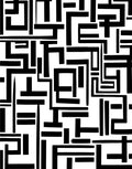 Abstract Labyrinth Black White Design Rug