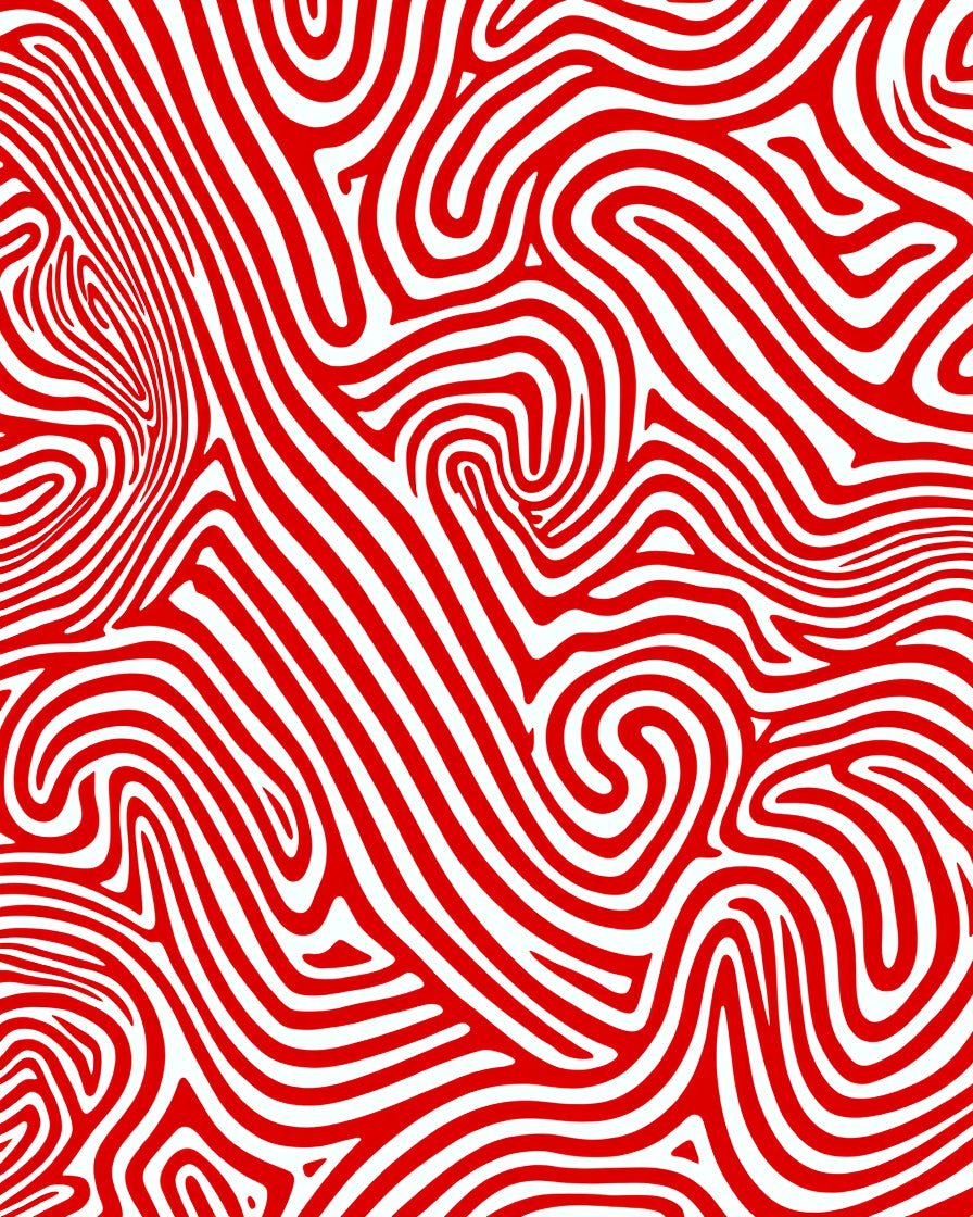 Bold Red Swirl Lines Rug