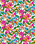 Whimsical Floral Swirl Pattern Rug