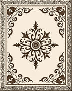 Classic Floral Scroll Frame Design Rug