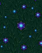 Dark Floral Print With Blue Accents Rug