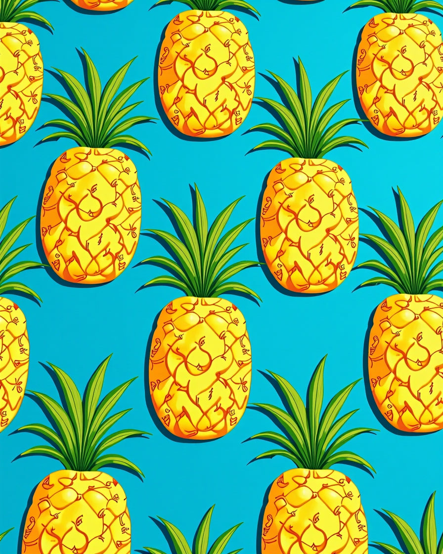 Tropical Yellow Pineapple Pattern Rug