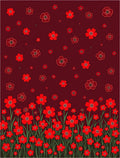 Red Floral Garden Pattern Rug
