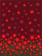Red Floral Garden Pattern Rug