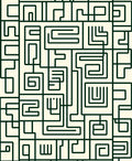Geometric Maze Black Cream Pattern Rug