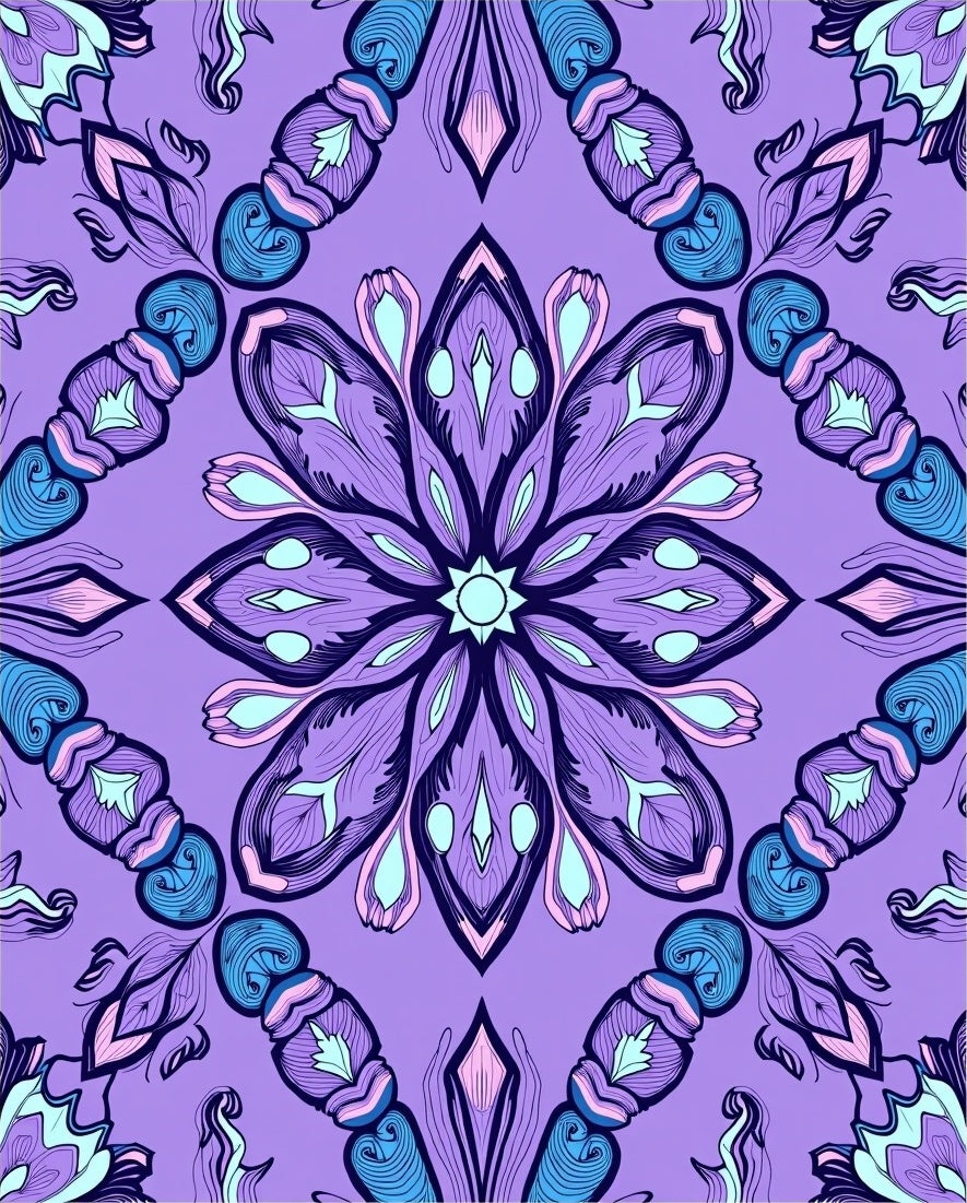 Whimsical Floral Mandala Inspired Design Rug