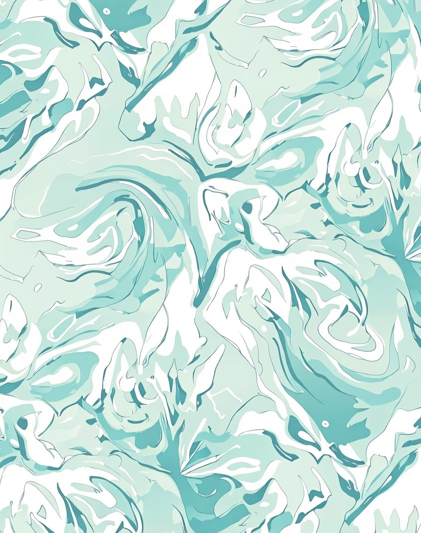 Abstract Aqua Swirls Pattern Rug