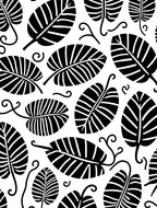 Bold Black Leaf Pattern Design Rug