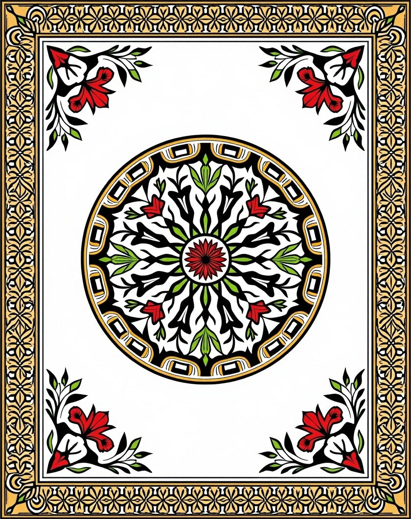 Intricate Floral Mandala Design Rug