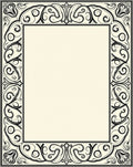 Ornate Black White Swirl Floral Frame Design Rug