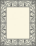 Ornate Black White Swirl Floral Frame Design Rug