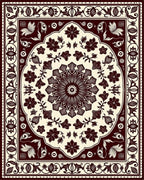 Maroon Floral Mandala Pattern Rug