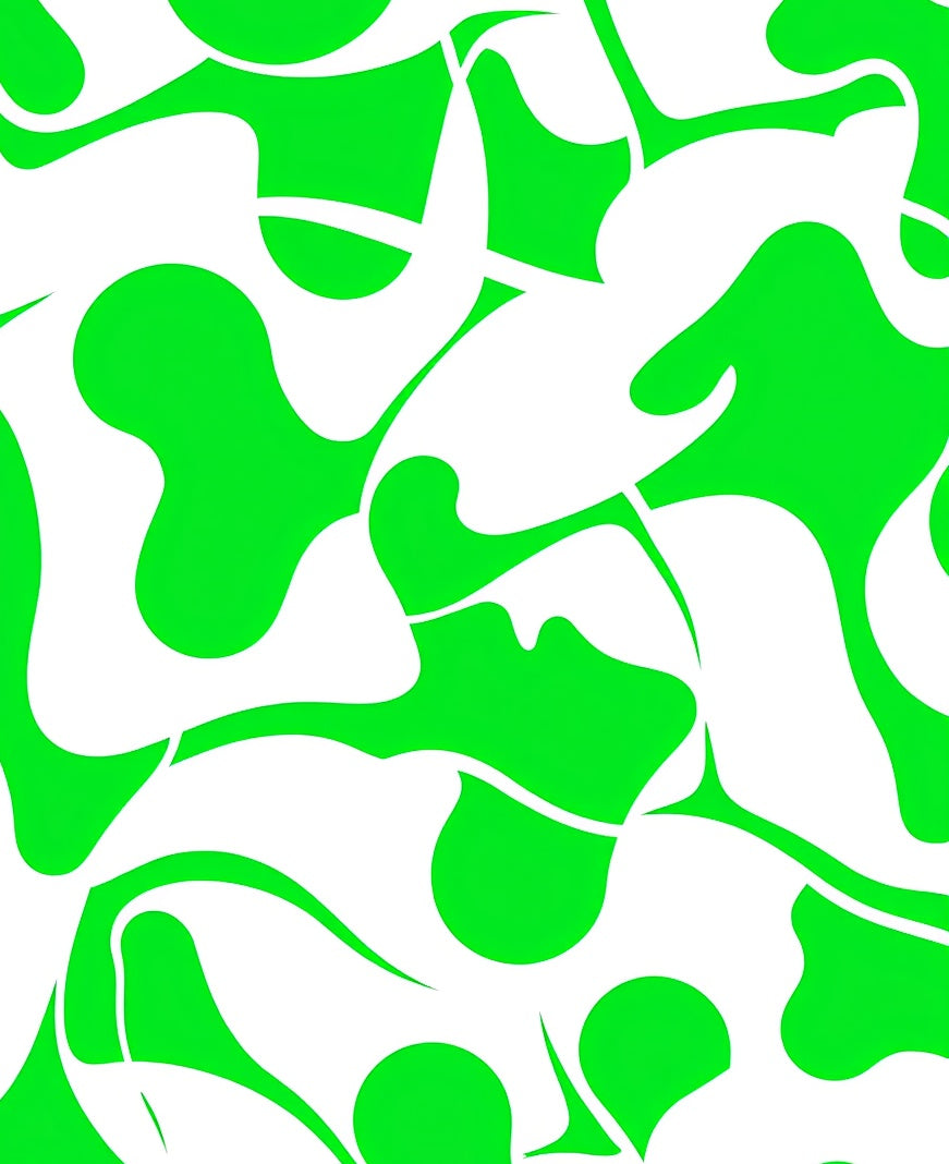 Bright Green Amorphous Organic Pattern Rug