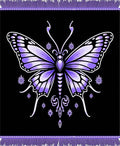 Whimsical Purple Butterfly Black Rug