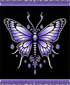 Whimsical Purple Butterfly Black Rug