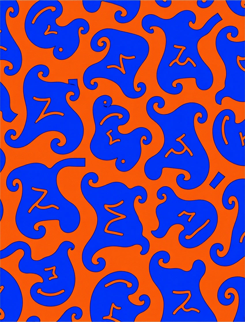 Abstract Blue Swirl Pattern Rug