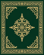 Ornate Floral Gold Green Design Rug