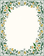 Whimsical Yellow Floral Vine Pattern Rug