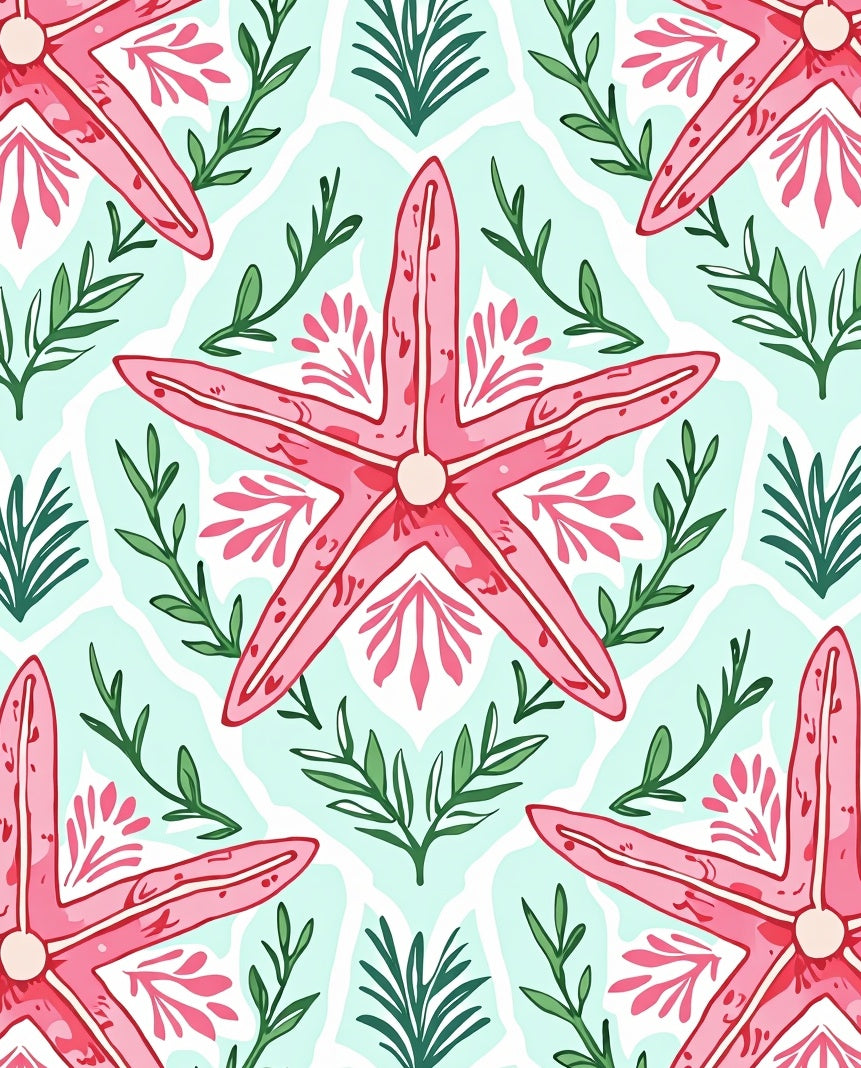 Pink Starfish Coral Pattern Rug