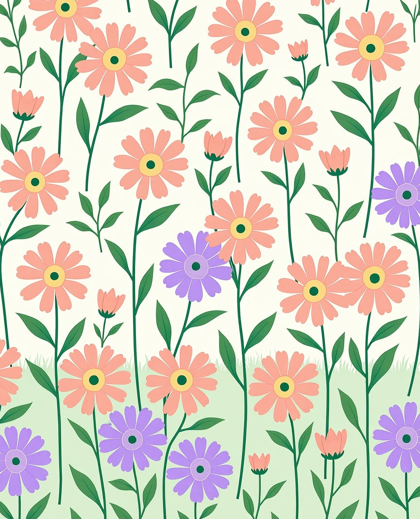 Whimsical Floral Petal Pattern Design Rug