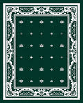 Deep Green White Ornamental Medallion Rug