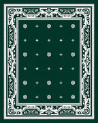 Deep Green White Ornamental Medallion Rug