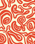 Bold Red Swirls Abstract Rug