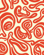Bold Red Swirls Abstract Rug