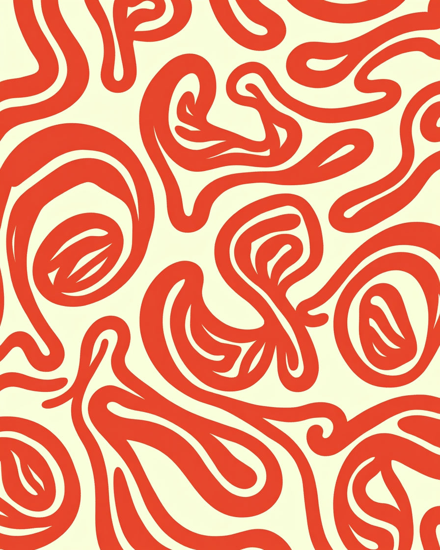 Bold Red Swirls Abstract Rug