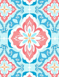 Coral Blue Floral Medallion Pattern Rug