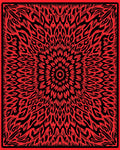 Vibrant Red Abstract Mandala Pattern Rug