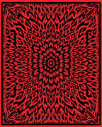 Vibrant Red Abstract Mandala Pattern Rug