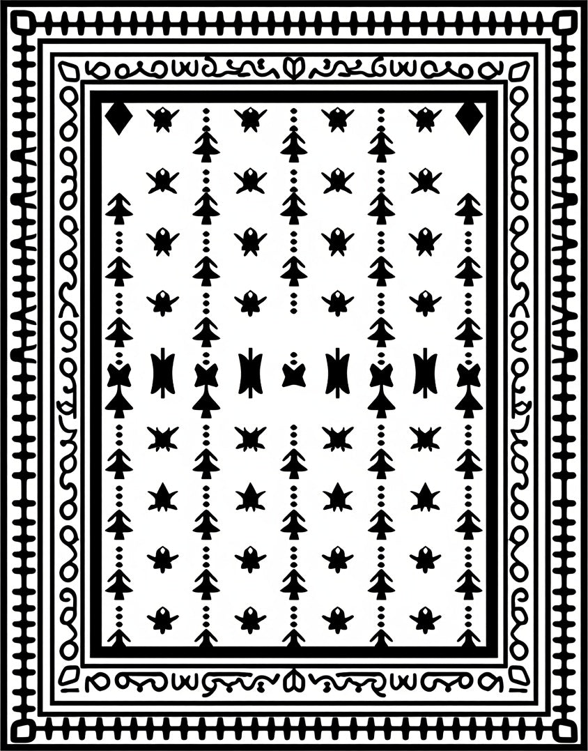 Tribal Tree Star Pattern Runner Rug