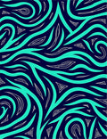 Abstract Flowing Teal Navy Pattern Rug